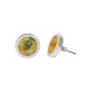 White Gold Bumblebee Jasper Round Stud Earrings