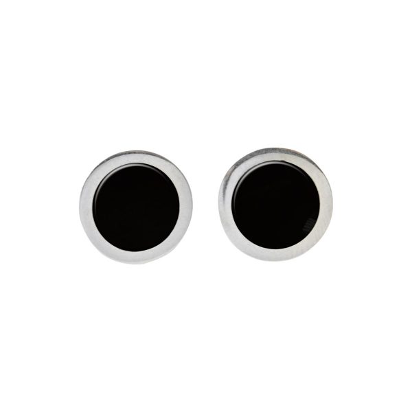 White Gold Whitby Jet Round Stud Earrings