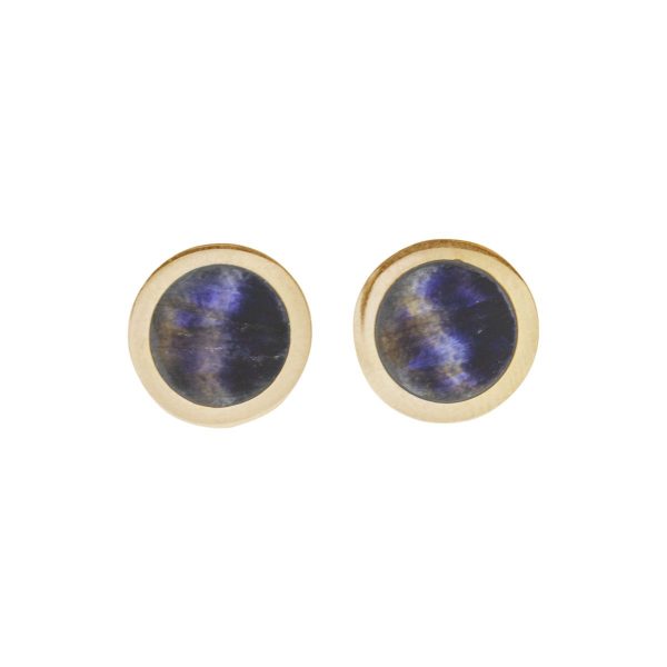 Gold Blue John Round Stud Earrings