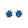 Gold Cobalt Blue Opalite Round Stud Earrings