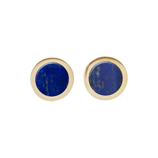 Gold Lapis Round Stud Earrings