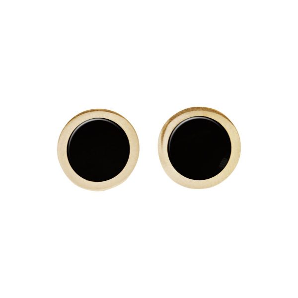 Gold Whitby Jet Round Stud Earrings