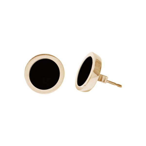 Gold Whitby Jet Round Stud Earrings