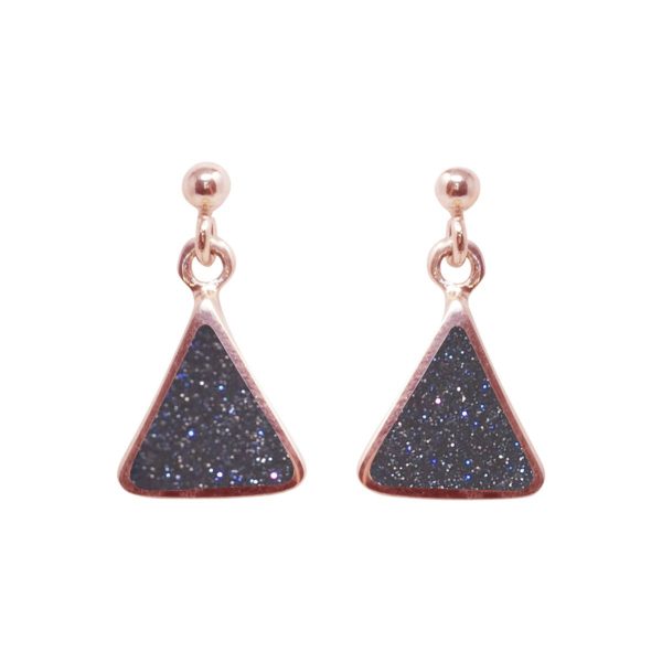 Rose Gold Blue Goldstone Drop Earrings