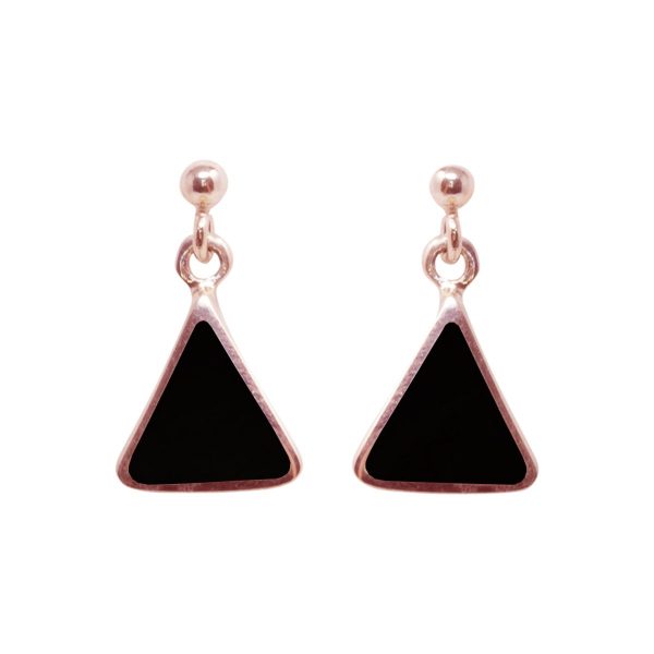 Rose Gold Whitby Jet Drop Earrings