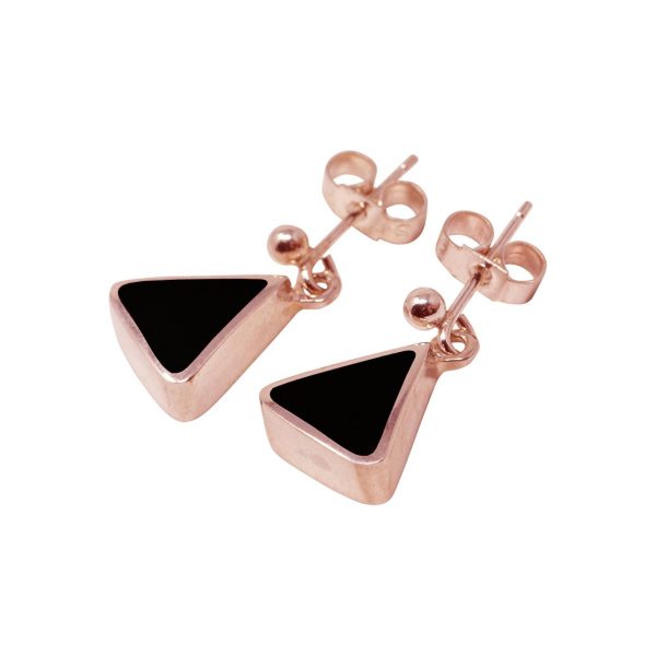 Rose Gold Whitby Jet Drop Earrings