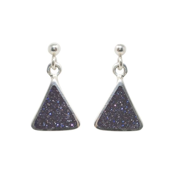 Silver Blue Goldstone Drop Earrings