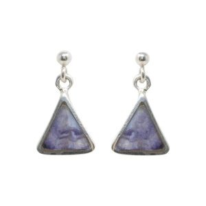 Silver Blue John Triangular Drop Earrings