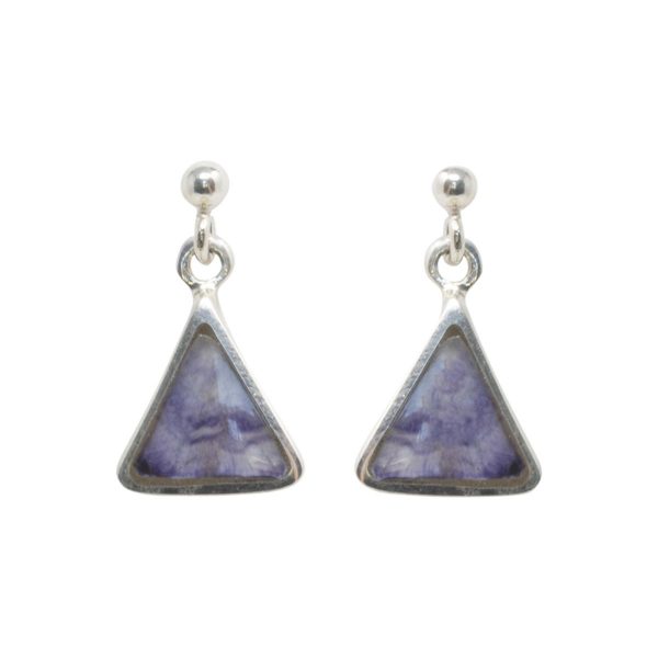 Silver Blue John Triangular Drop Earrings