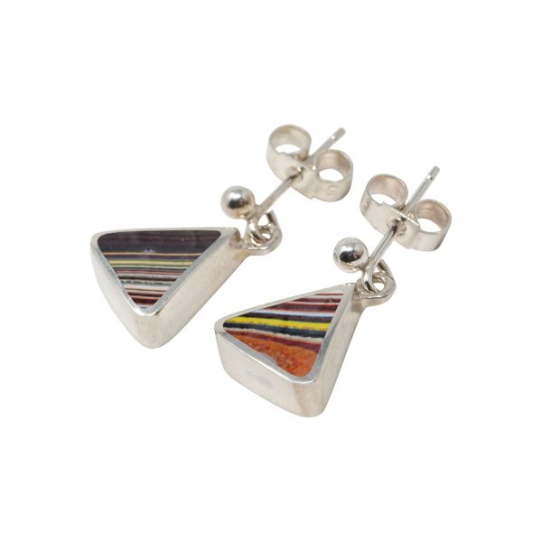 Silver Fordite Drop Earrings