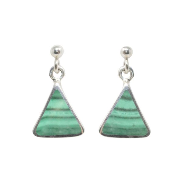 Silver Malachite Drop Earrings