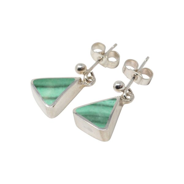 Silver Malachite Drop Earrings