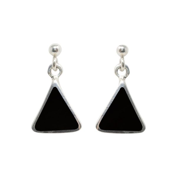 Silver Whitby Jet Drop Earrings