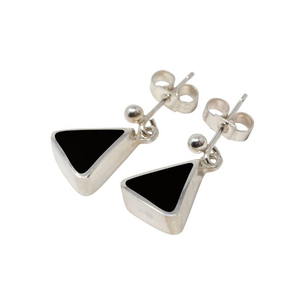 Silver Whitby Jet Drop Earrings