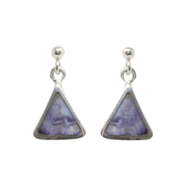 White Gold Blue John Triangular Drop Earrings