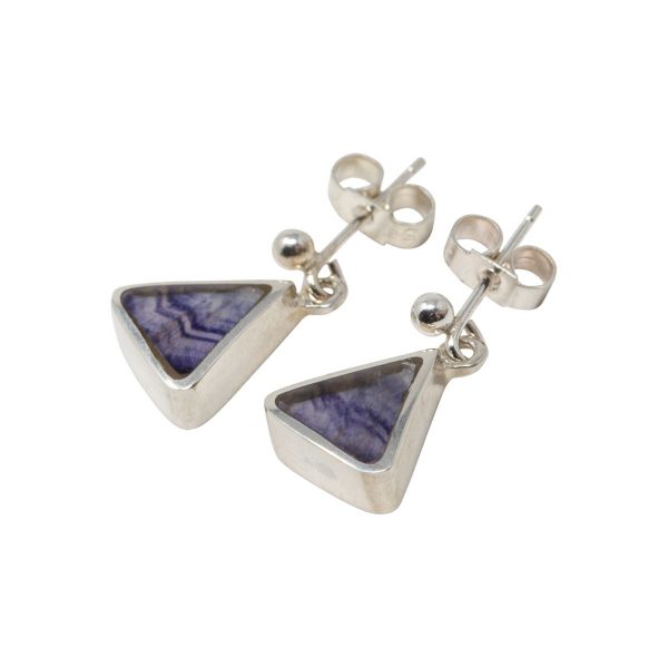 White Gold Blue John Triangular Drop Earrings