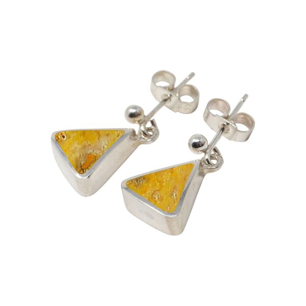 White Gold Bumblebee Jasper Triangular Drop Earrings