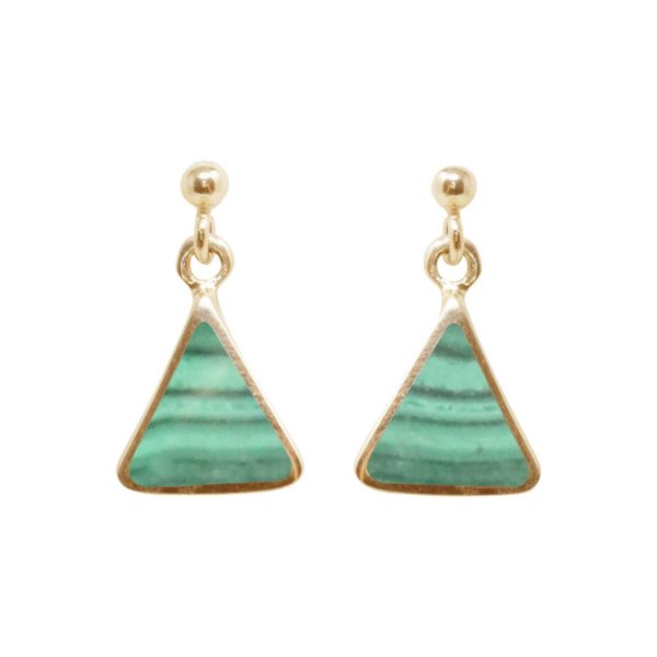 Gold Malachite Drop Earrings