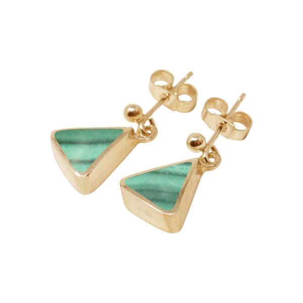 Gold Malachite Drop Earrings