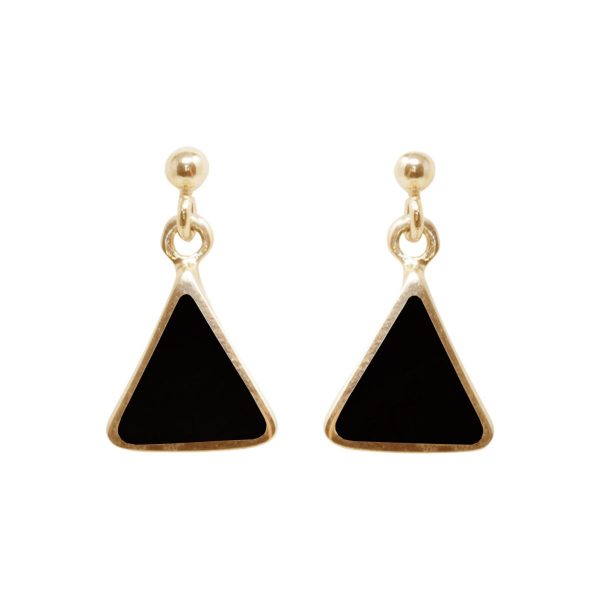 Gold Whitby Jet Drop Earrings