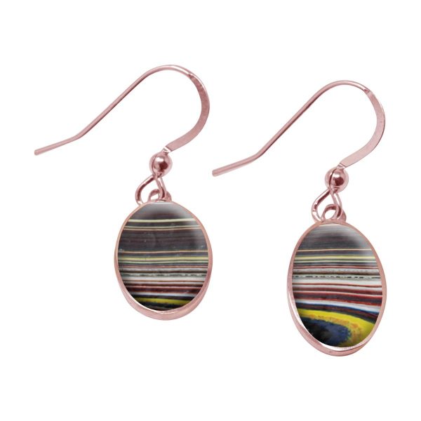 Rose Gold Fordite Oval Drop Earrings