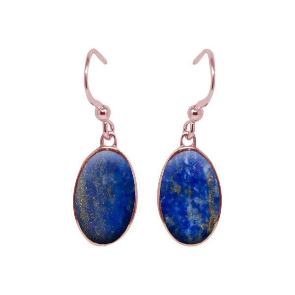 Rose Gold Lapis Oval Drop Earrings