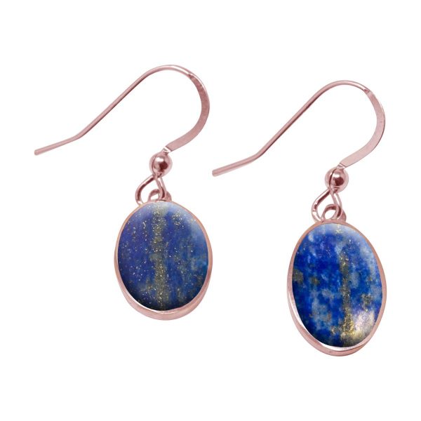 Rose Gold Lapis Oval Drop Earrings