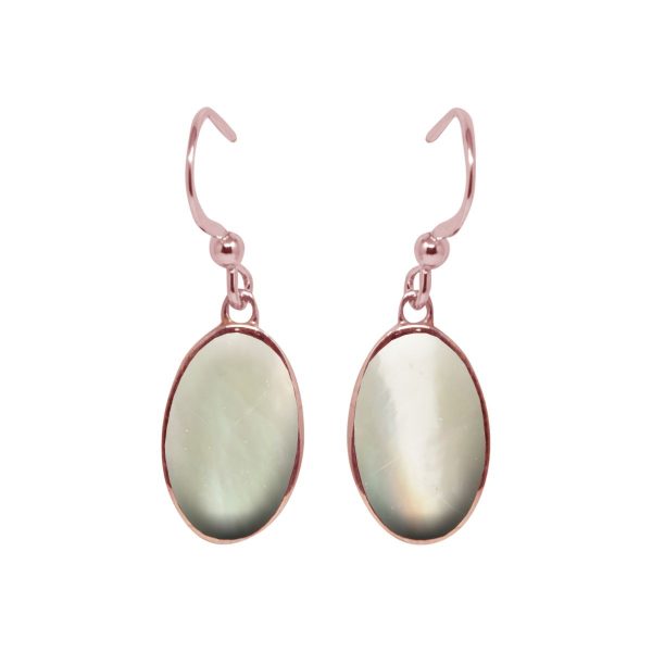 Rose Gold Mother of Pearl Oval Drop Earrings