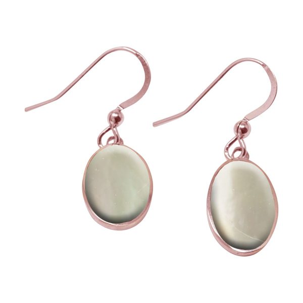 Rose Gold Mother of Pearl Oval Drop Earrings