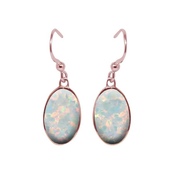 Rose Gold Opalite Sun Ice Oval Drop Earrings