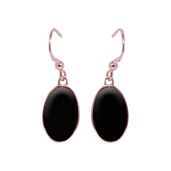 Rose Gold Whitby Jet Oval Drop Earrings