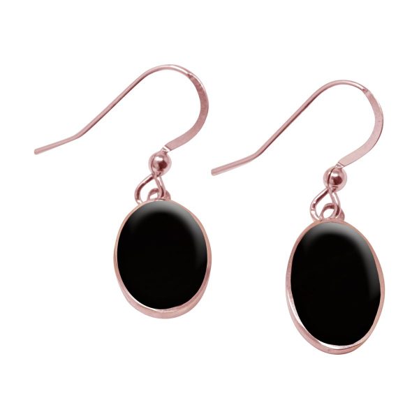 Rose Gold Whitby Jet Oval Drop Earrings