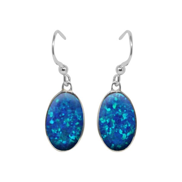 Silver Cobalt Blue Oval Drop Earrings