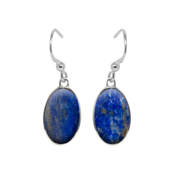 Silver Lapis Oval Drop Earrings