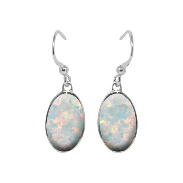 Silver Opalite Sun Ice Oval Drop Earrings