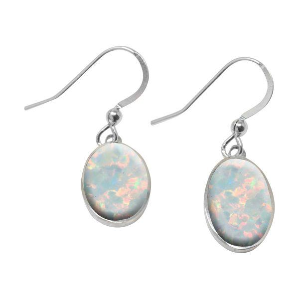 Silver Opalite Sun Ice Oval Drop Earrings