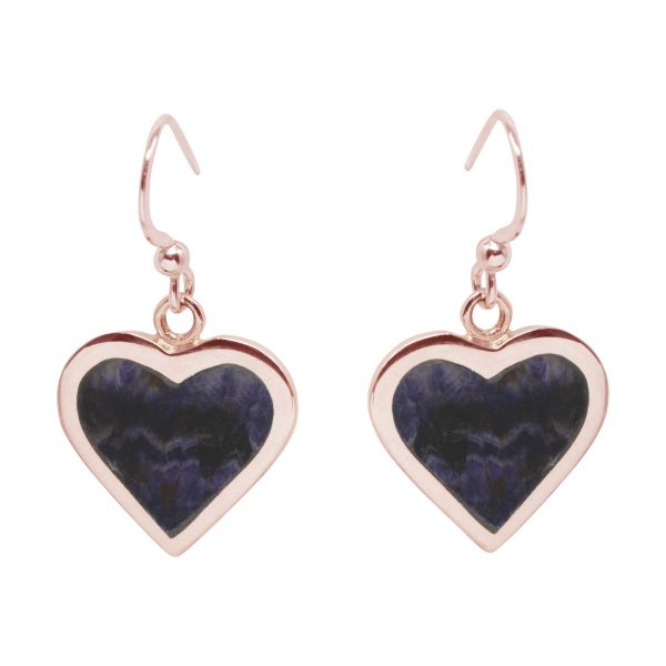 Rose Gold Blue John Heart Drop Earrings