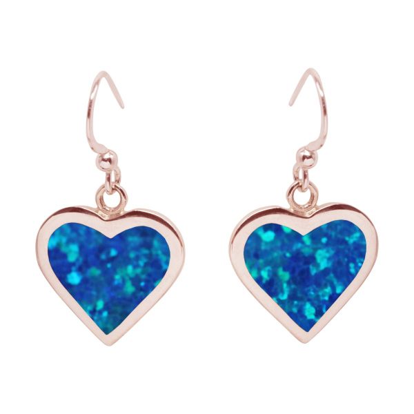 Rose Gold Cobalt Blue Opalite Heart Drop Earrings