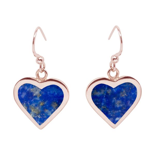 Rose Gold Lapis Heart Drop Earrings