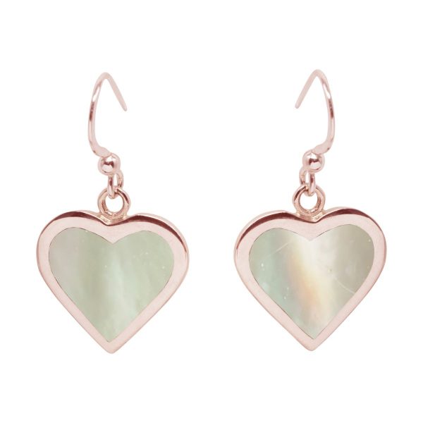 Rose Gold Mother of Pearl Heart Drop Earrings