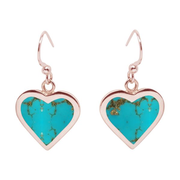 Rose Gold Turquoise Heart Drop Earrings