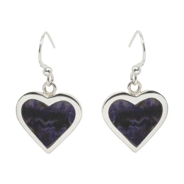 Silver Blue John Heart Drop Earrings