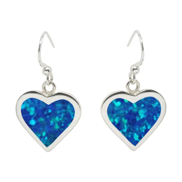 Silver Cobalt Blue Heart Drop Earrings