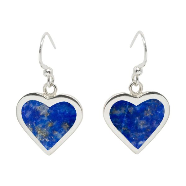 Silver Lapis Heart Drop Earrings