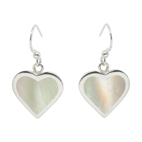 Silver Mother of Pearl Heart Drop Earrings