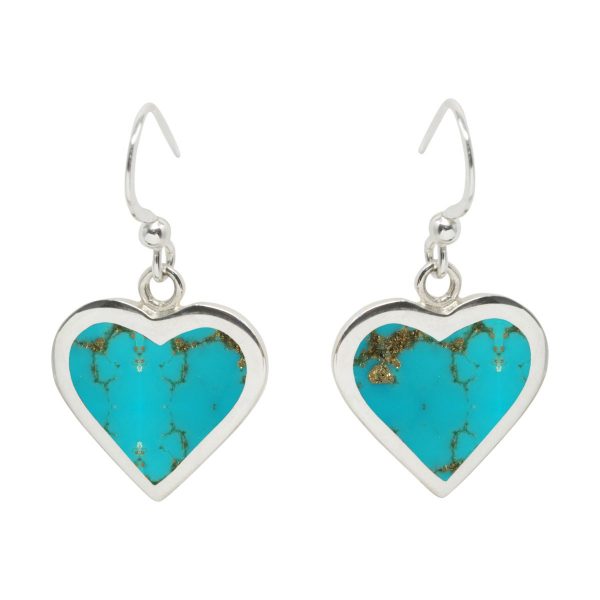 Silver Turquoise Heart Drop Earrings