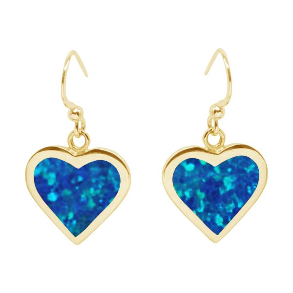 Yellow Gold Oplaite Heart Drop Earrings