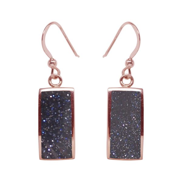 Rose Gold Blue Goldstone Drop Earrings