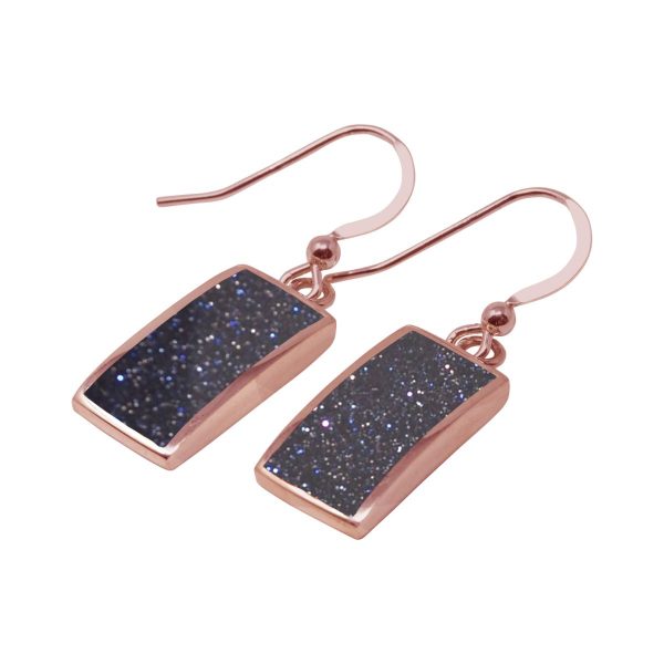 Rose Gold Blue Goldstone Drop Earrings