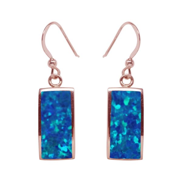 Rose Gold Opalite Cobalt Blue Drop Earrings